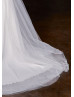Beaded White Lace Tulle Fancy Flower Girl Dress